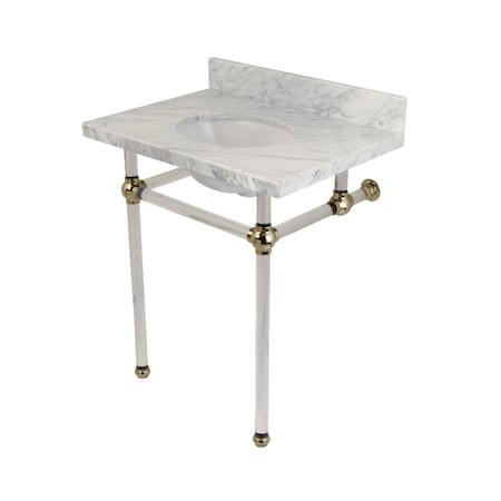 Fauceture 30X22 Marble Vanity Top W/ Acrylic Feet Combo, Marble/Nickel KVPB30MA6